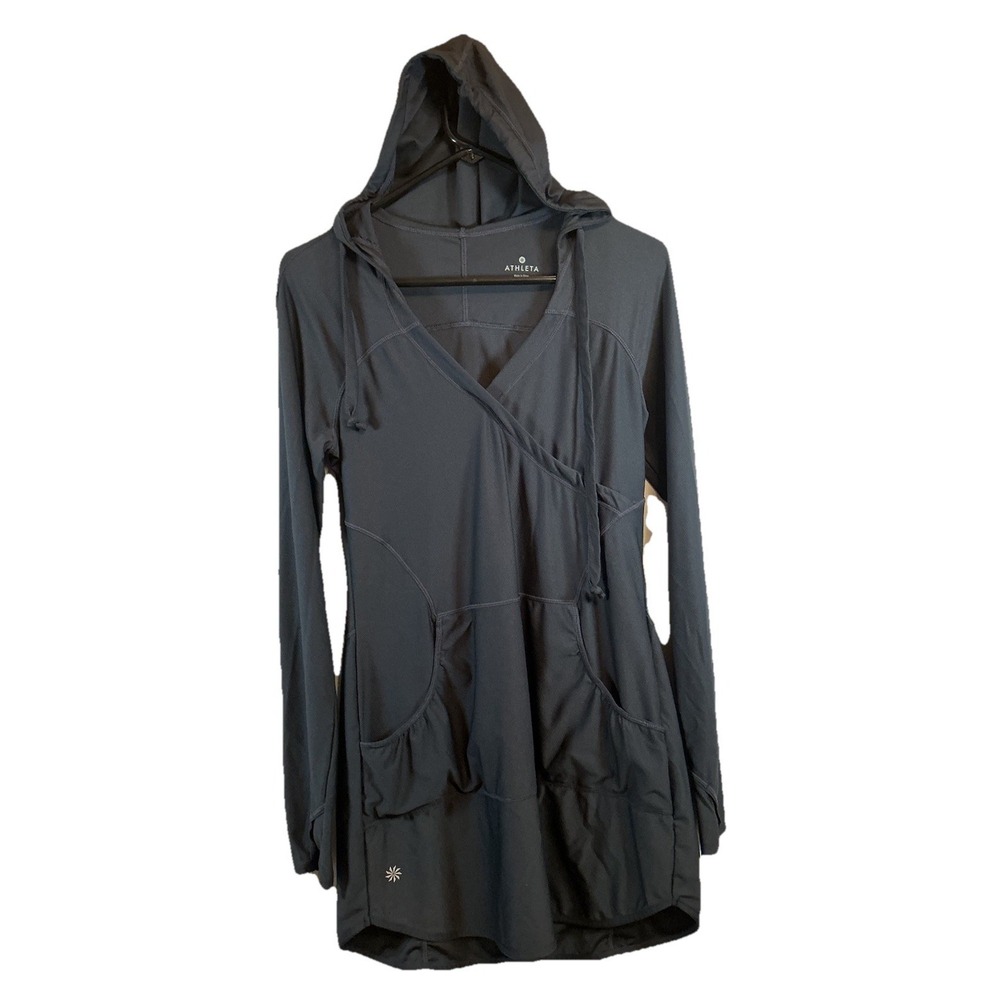 Womens Athleta wick it wader swim cover up Hooded Long Sleeve Grey‎ Size S